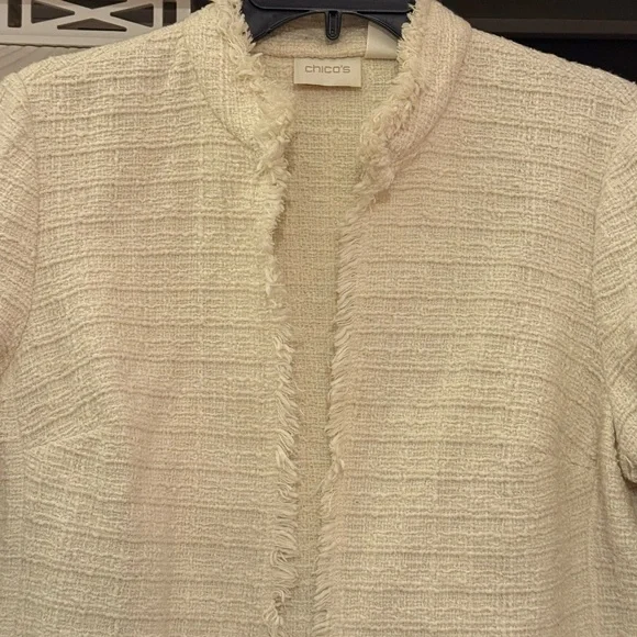 Chico's size 2 lot of 2 coat black velvet duster open cardigan tweed Large - Picture 3 of 5